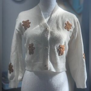 Cozy Cream Cardigan with Brown Accents